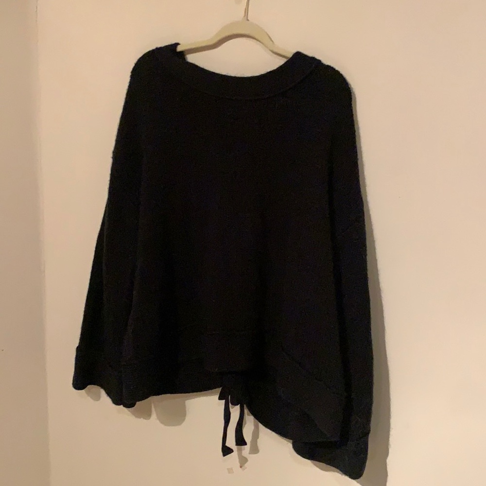Wonderly, Black Lace Up Back Sweater, 3X